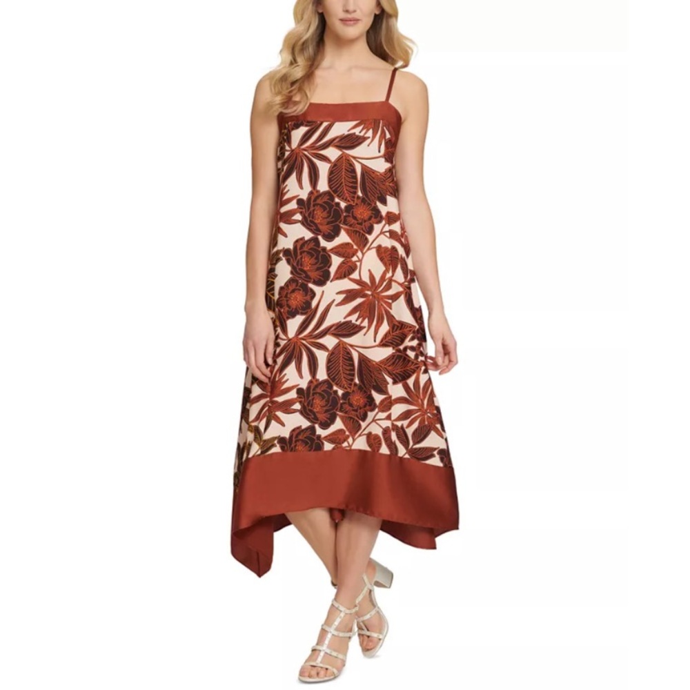 DKNY Brown Floral Print Dress